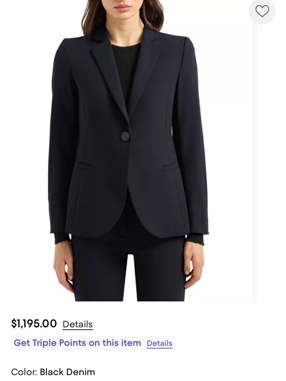 Emporio Armani Black Tailored Single-Button Blazer